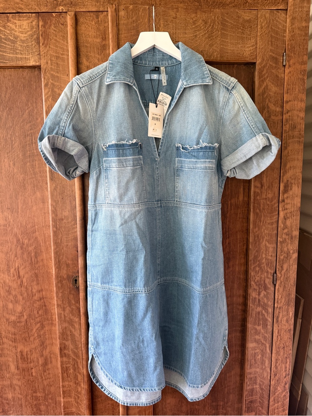 7 For All Mankind Light Blue Denim Mini Dress